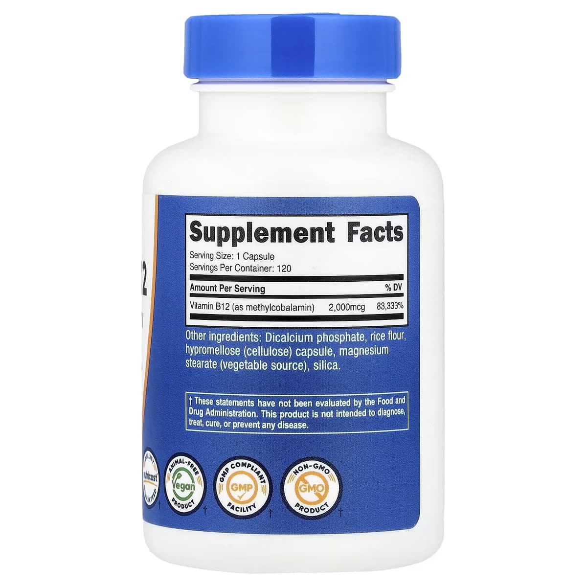 Nutricost - B12-vitamiini - 2000 mcg, 120 kapselia