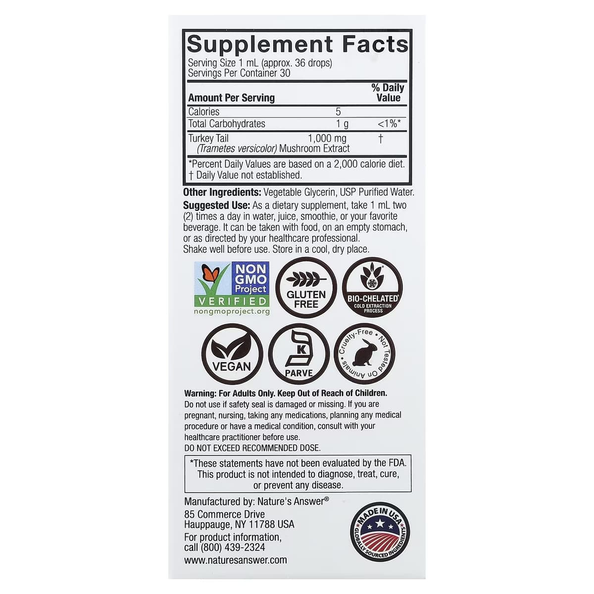 Nature'S Answer - Turkey Tail Svamp-Extrakt - 1 Fl oz