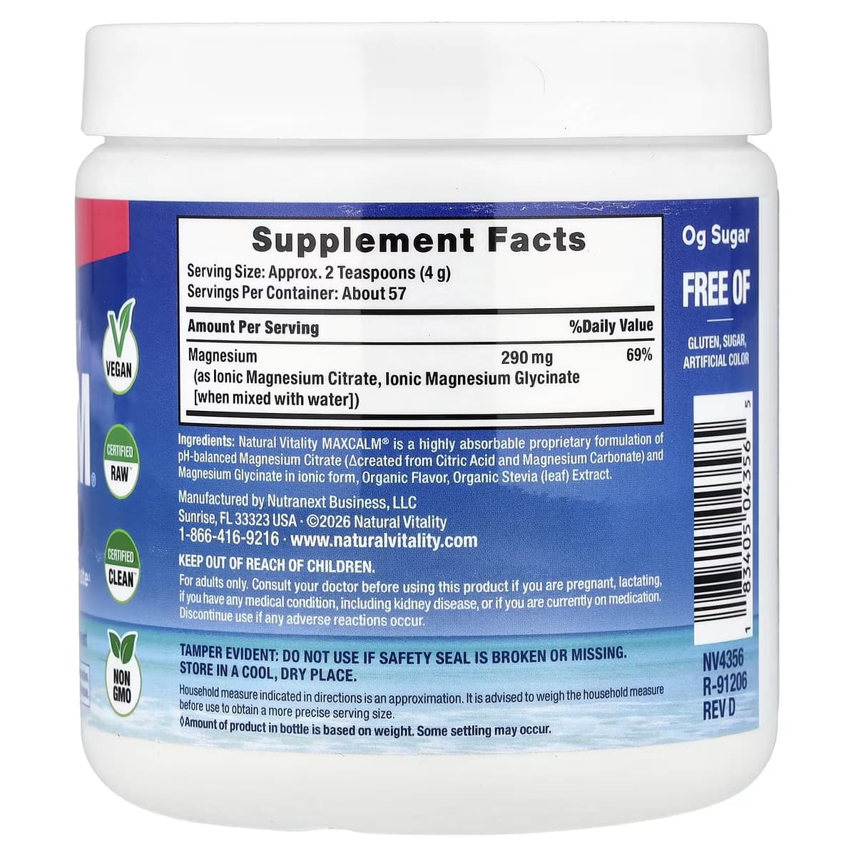 Natural Vitality - Calm Magnesium Powder (Watermelon - 227g)