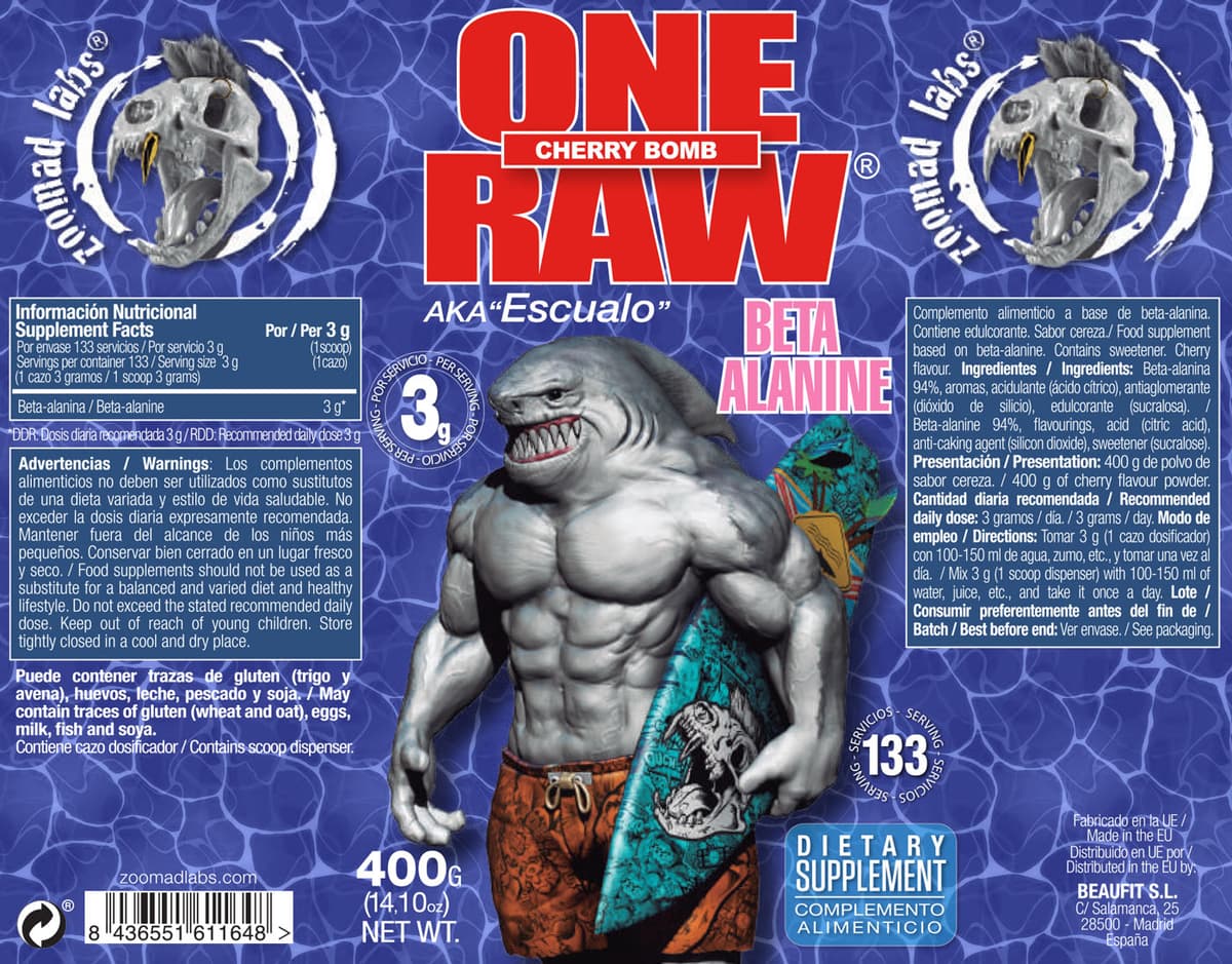 Zoomad Labs - One Raw Beta-Alaniini, Kirsikka Pommi - 400g