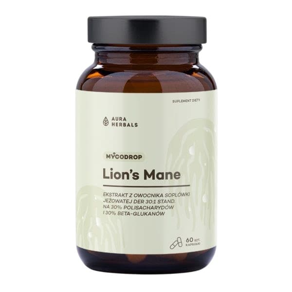Aura Herbals - Mycodrop Lion S Mane 30 1 30 Beta Glukan 60 Caps – Aura Herbals förpackning