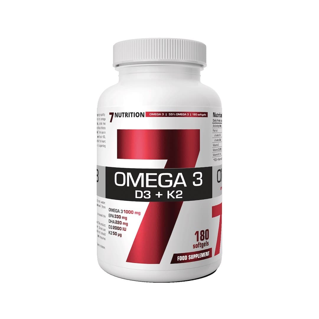 7 Nutrition - Omega-3 55% D3+K2 - 180 Sgels – 7 Nutrition förpackning