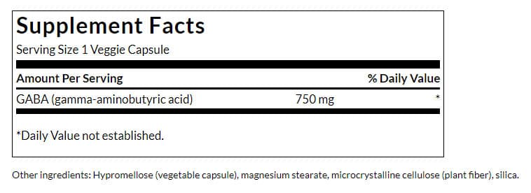 Swanson - GABA, 750mg Maximum Strength - 60 Vcaps