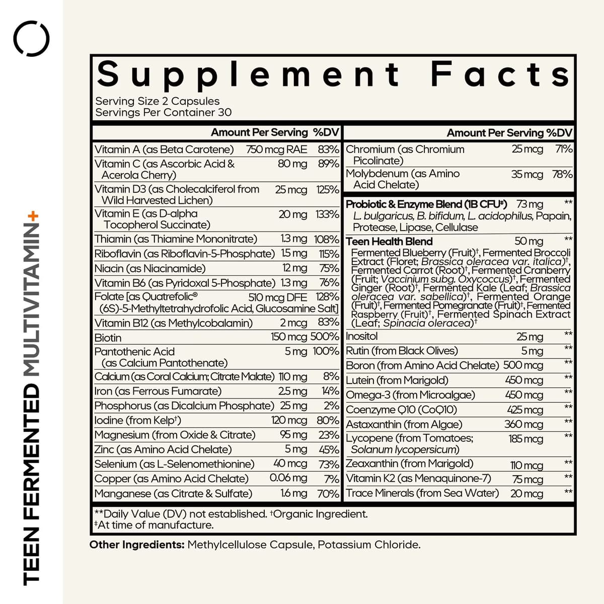 Codeage Teen'S Fermenteret Multivitamin+ - 60 Vcaps - 60 Vegetabilske Kapsler