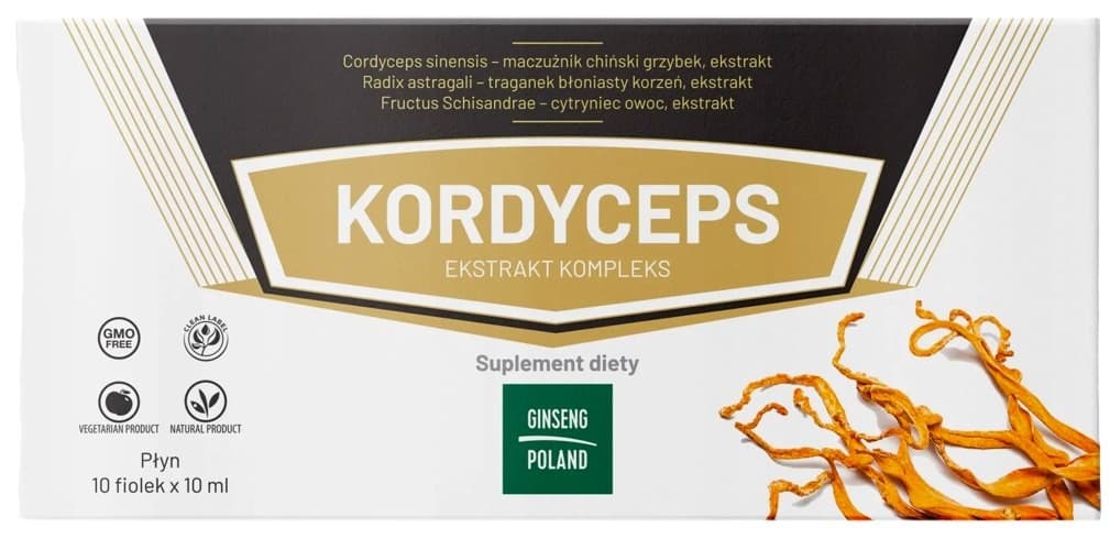 Ginseng Poland - Cordyceps Extract Complex - 10 Vials X 10ml – Ginseng Poland förpackning