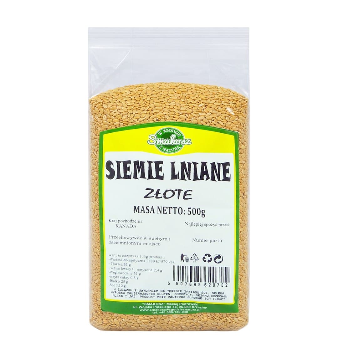 Smakosz - Golden Flaxseed - 500g – Smakosz förpackning
