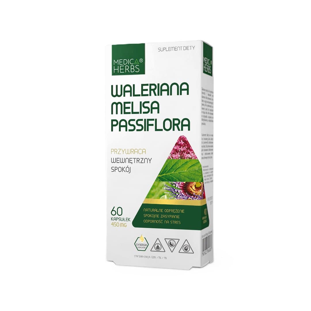 Medica Herbs - Valerian Melissa Passionflower - 60 Capsules – Medica Herbs förpackning