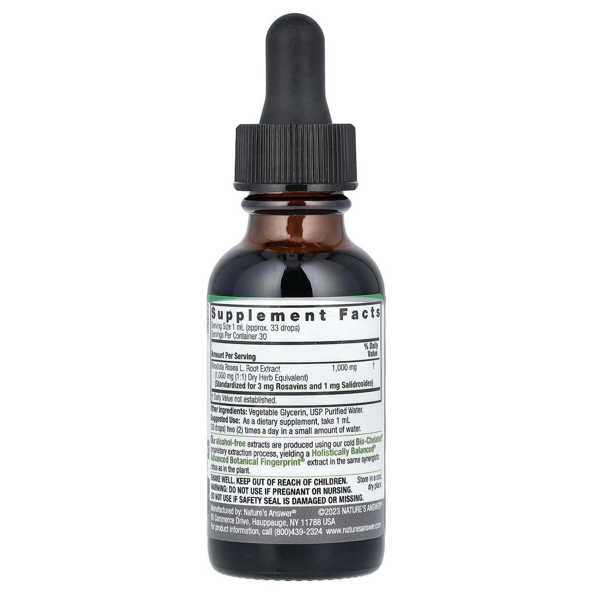 Nature's Answer - Standardized Fluid Extract Rhodiola Root - 30ml