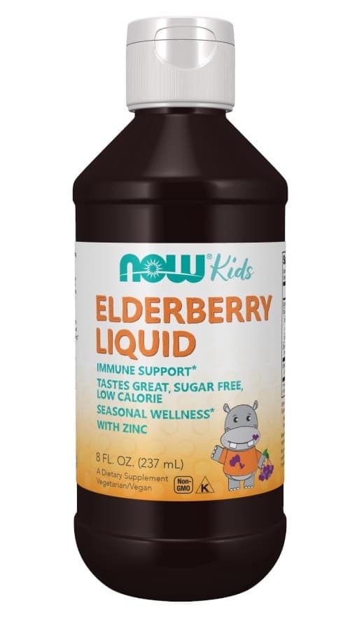 Now Foods - Elderberry Liquid For Kids - 237ml – NOW Foods förpackning