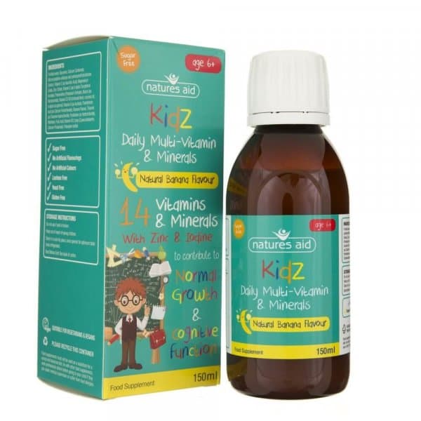 Nature's Aid - KidZ Daily Multi-Vitamin & Minerals - 150ml – Nature's Aid förpackning