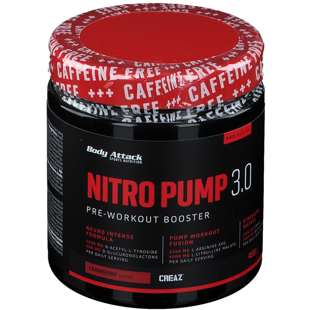 Body Attack - Nitro Pump 3.0 - 400 g, tranbär – Body Attack förpackning