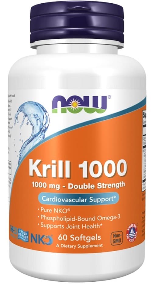 NOW Foods - Krill Oil, 1000mg Double Strength - 60 Sgels – NOW Foods förpackning