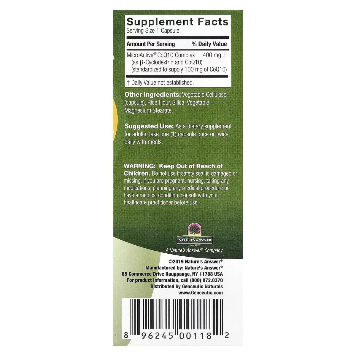 Nature'S Answer 24hr Microactive CoQ10 100mg - 60 Vcaps