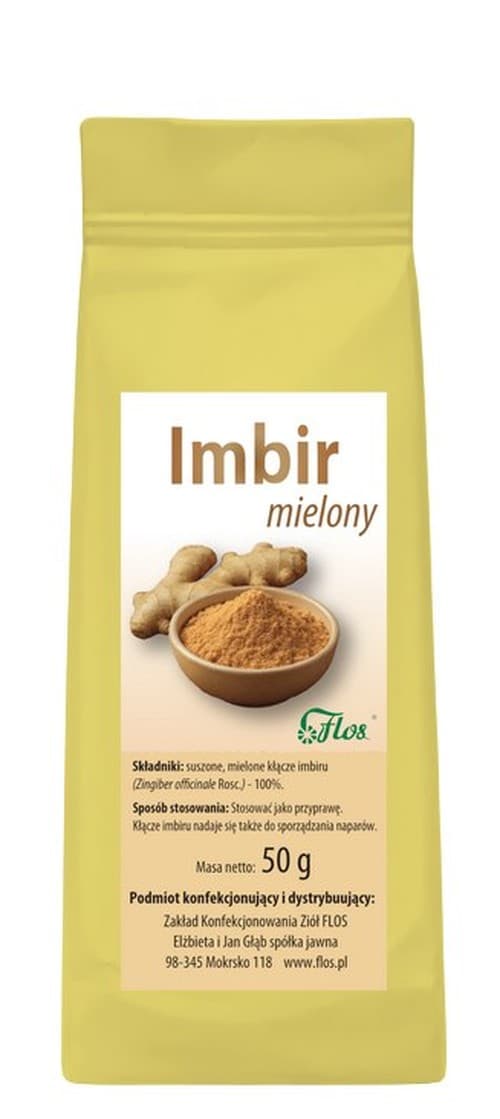 Flos - Ground Ginger 50g – Flos förpackning