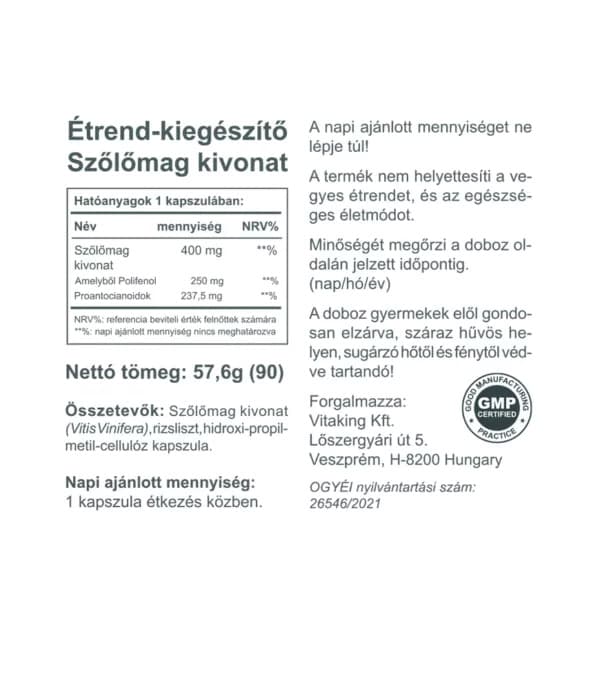 Vitaking - Grapeseed Extract - 90 Vcaps