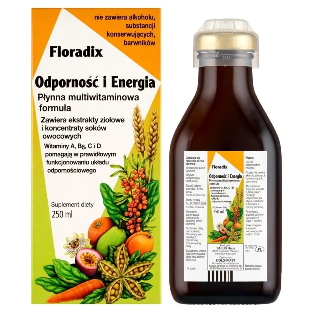 Floradix - Immunity And Energy Liquid Multivitamin Formula - 250ml – Floradix förpackning