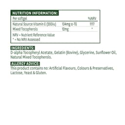 Natures Aid - Vitamin E - 60 Sgels