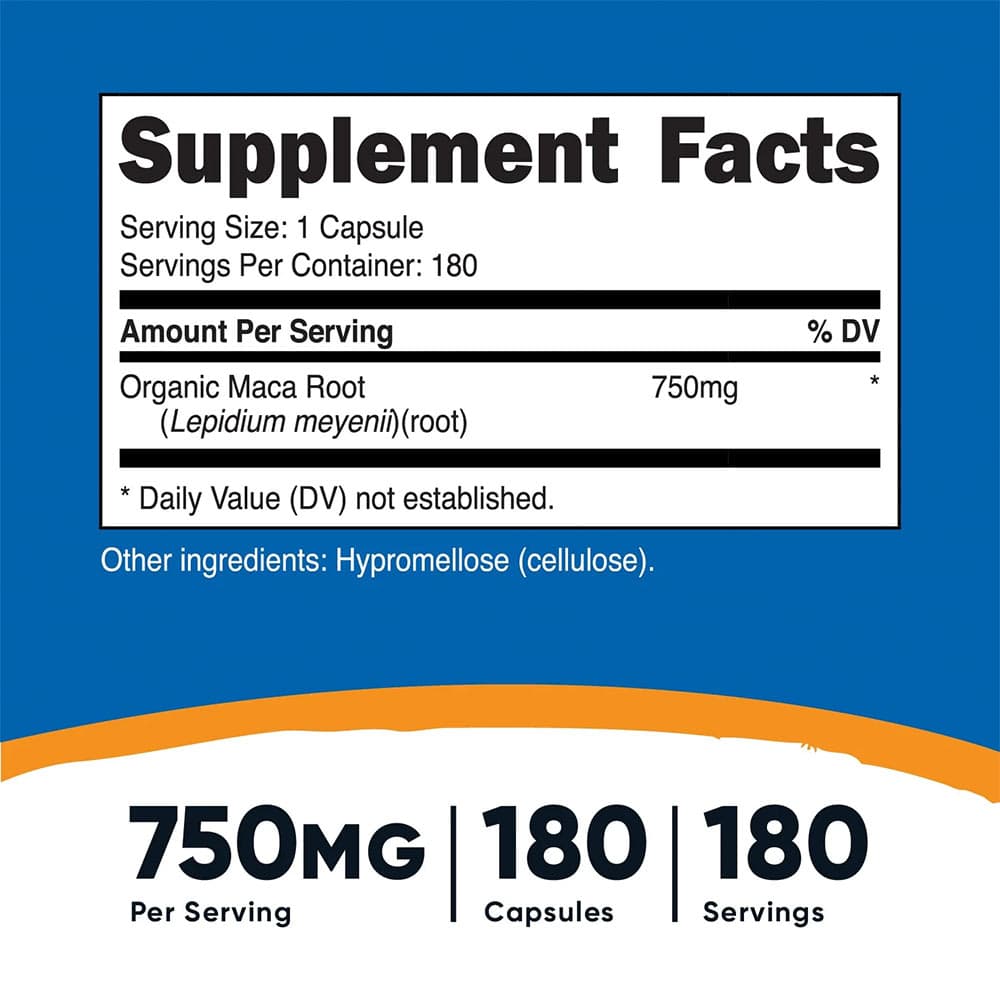 Nutricost - Maca-rod - 180 kapsler