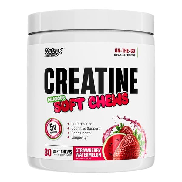 Nutrex - Bløde kreatintyggetabletter Jordbær og vandmelon, 30 stk., 220 g