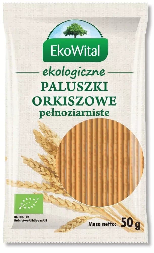EkoWital - Organic Spelt Sticks Wholegrain - 50g – EkoWital förpackning