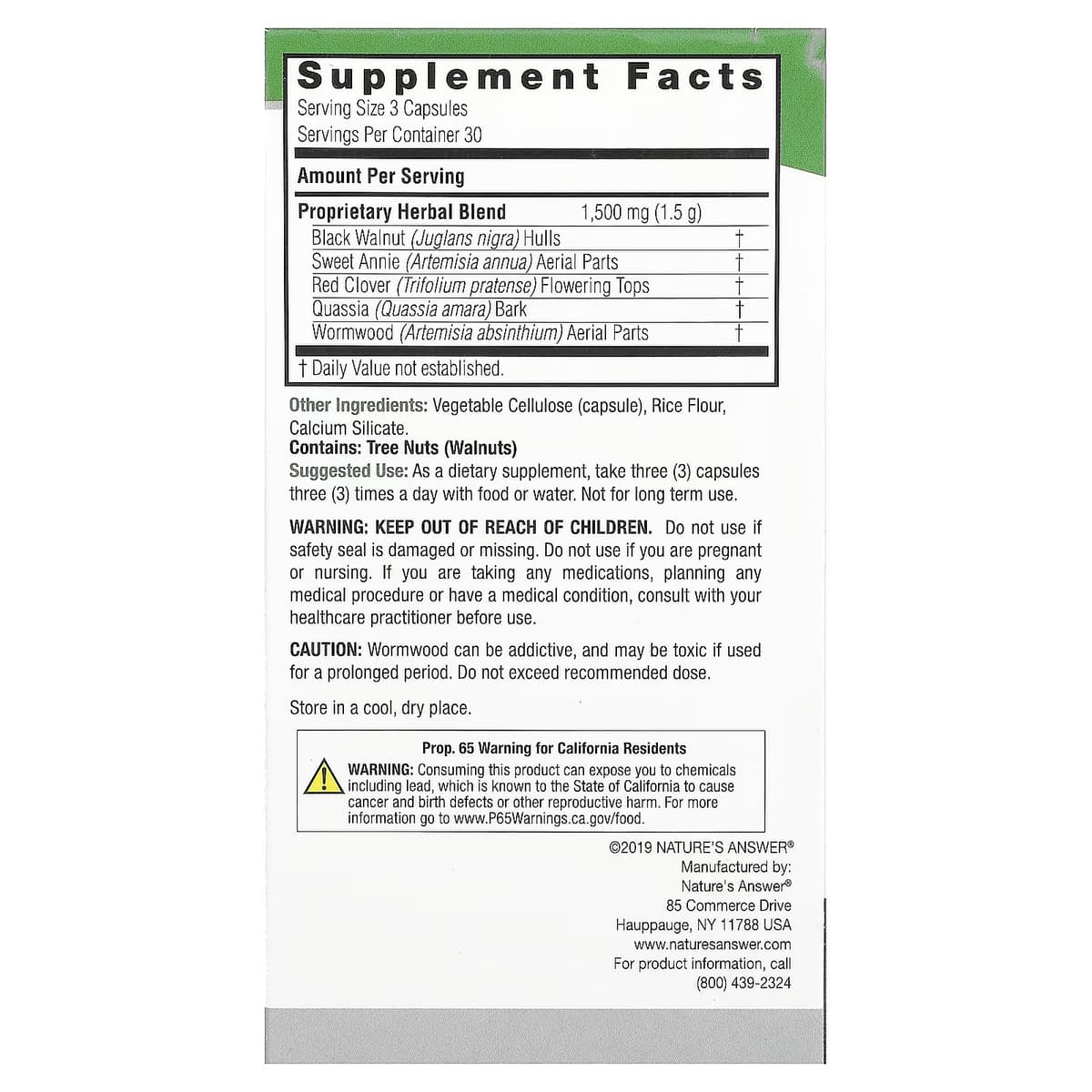 Nature'S Answer - Mustikka- ja Wormwood - 90 Vcaps