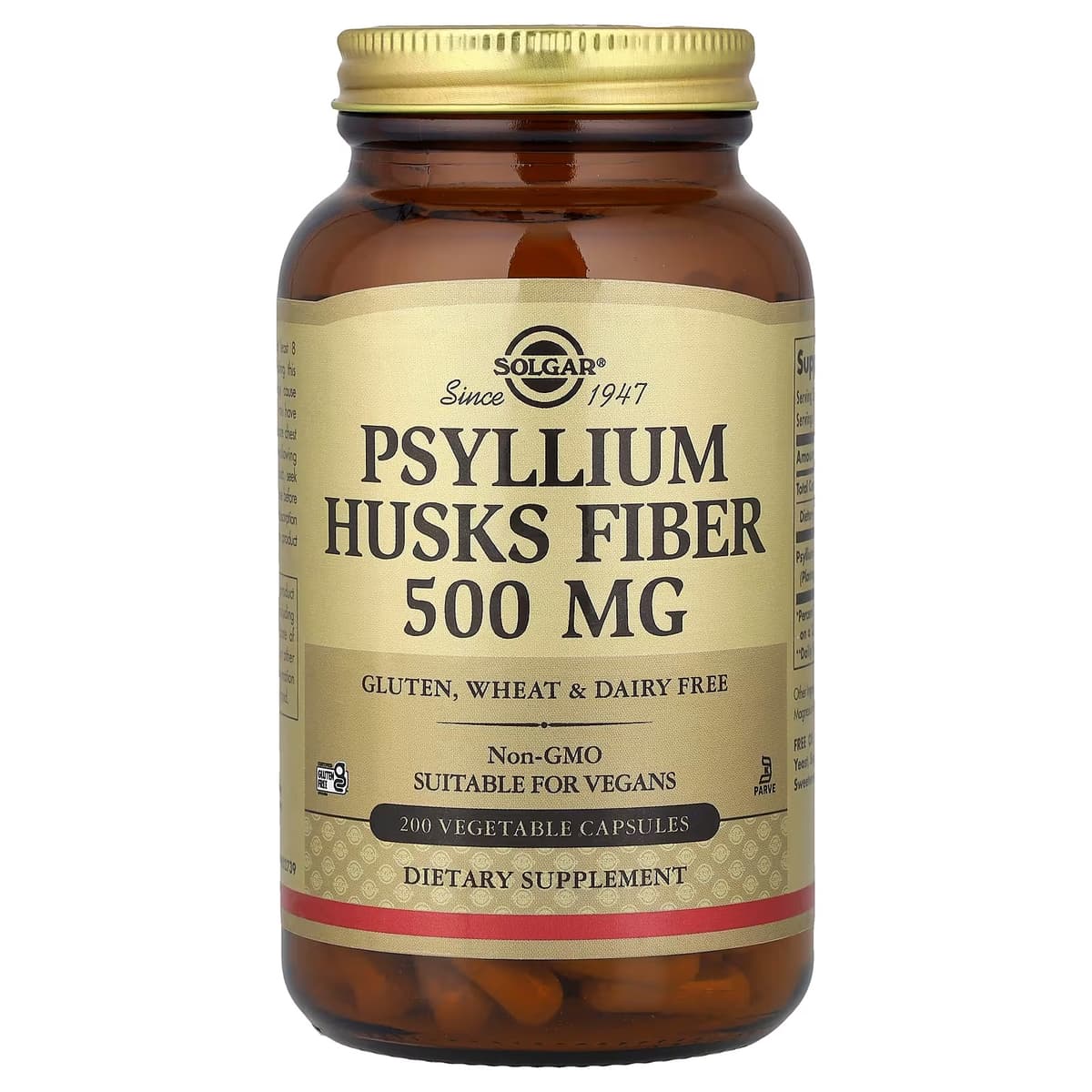 Solgar - Psyllium Husks Fiber - 200 Vegetable Capsules