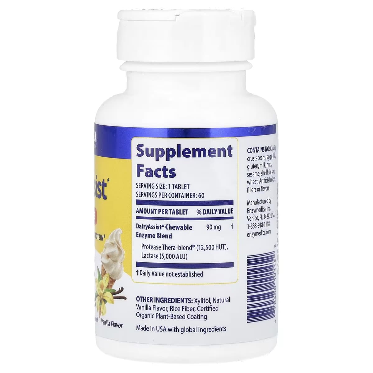 Enzymedica Dairyassist® Gummies - Vanilla - 60 Gummies Tabs