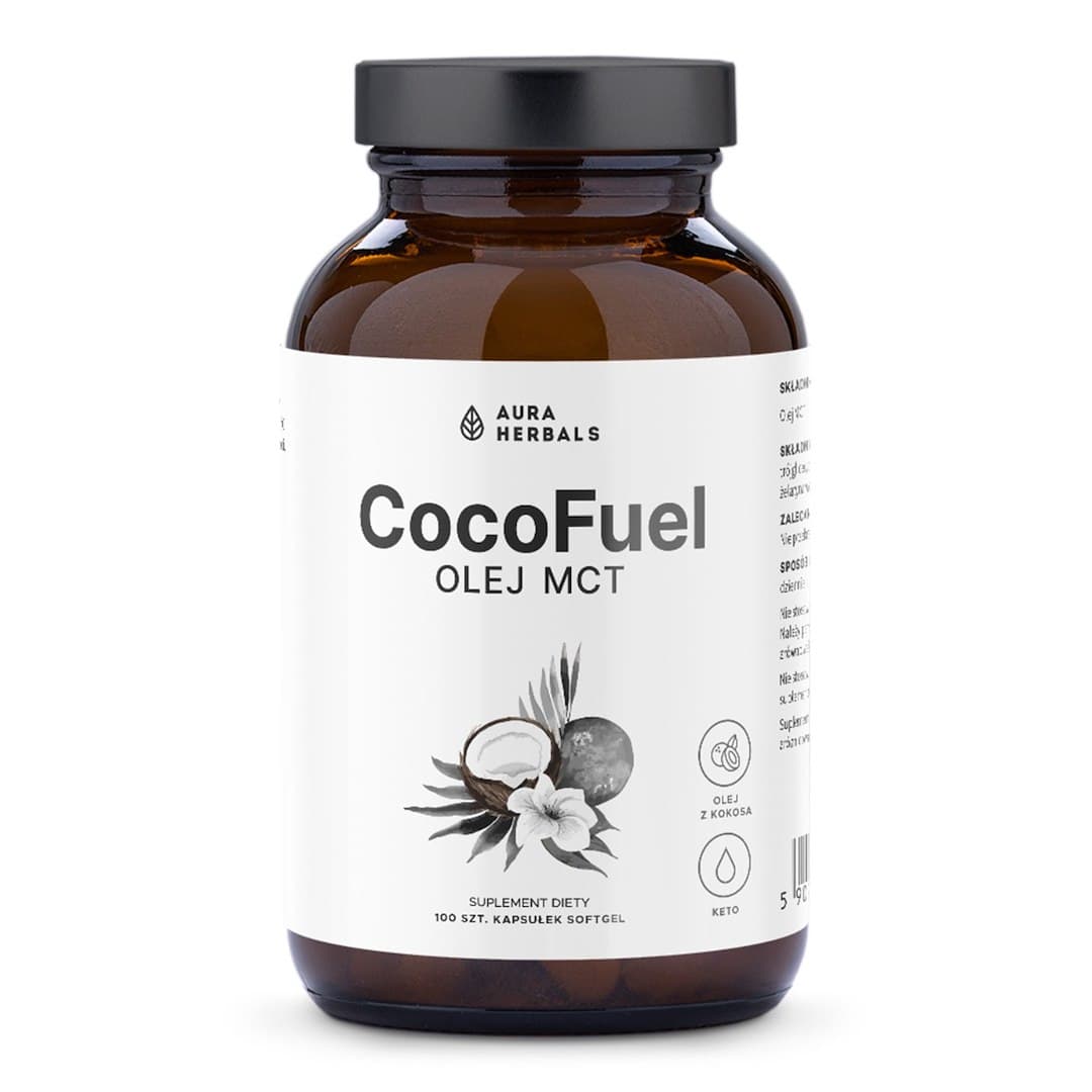 Aura Herbals - Cocofuel MCT Oil - 100 Caps – Aura Herbals förpackning