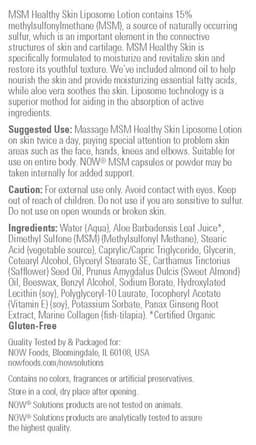 NOW Foods - MSM Healthy Skin Liposome Lotion - 237ml