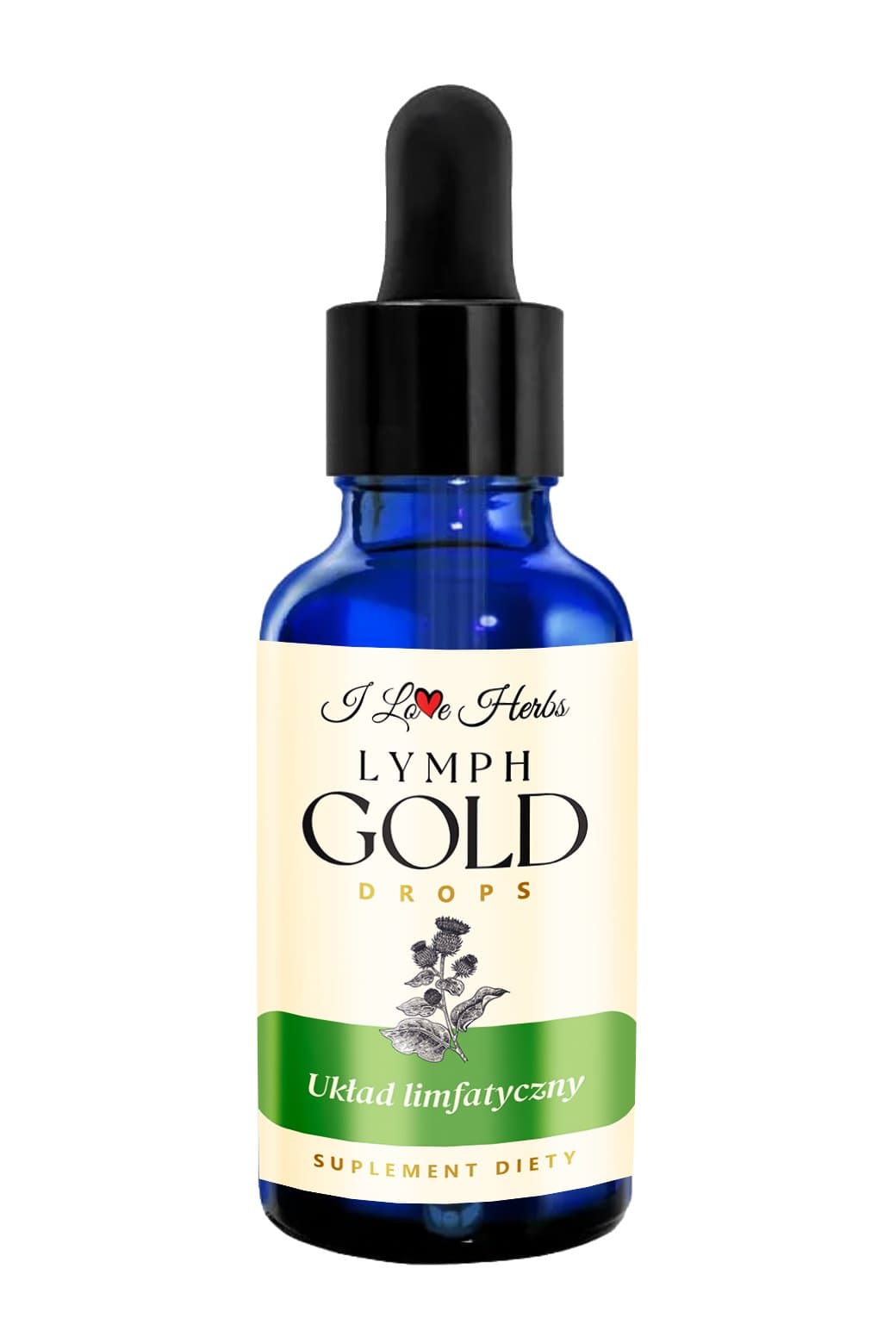 I Love Herbs - Lymph Gold Drops - 50ml – I Love Herbs förpackning