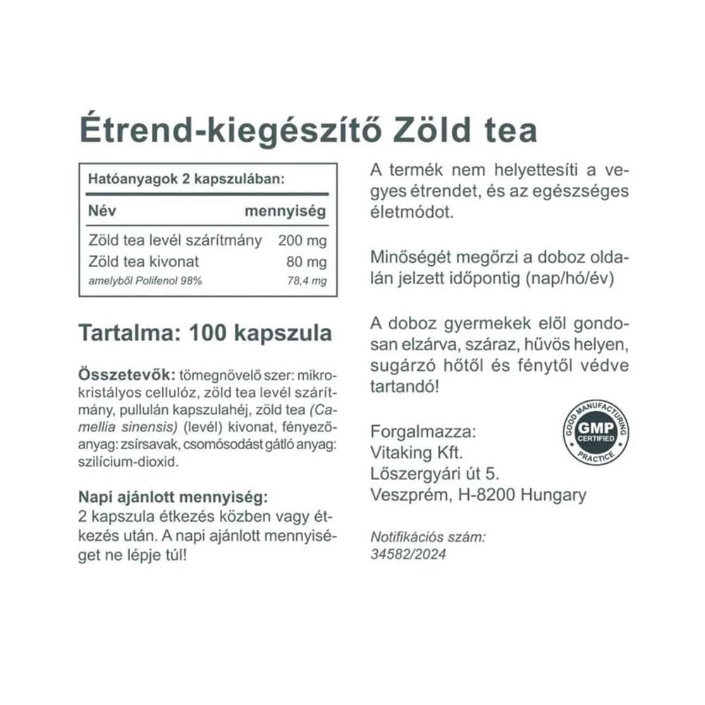 Vitaking - Green Tea Extract With Polyphenols - 100 Caps