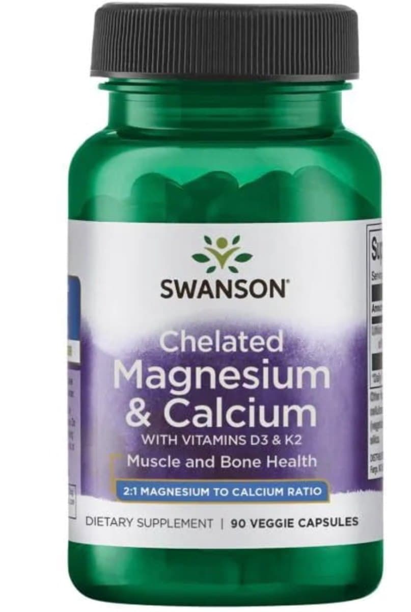Swanson - Chelated Magnesium & Calcium with Vitamins D3 & K2 – Swanson förpackning