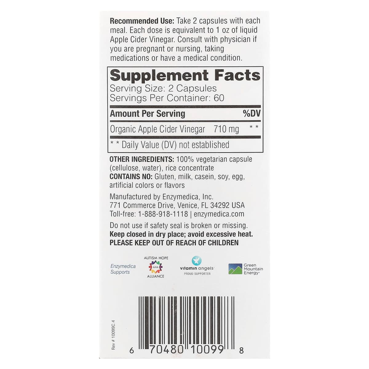 Enzymedica - Apple Cider Vinegar - 120 Caps