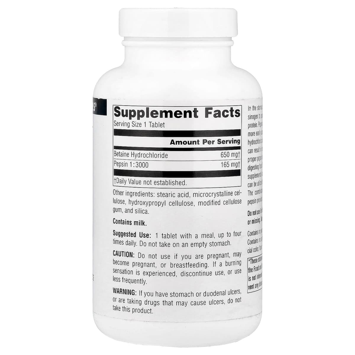 Source Naturals - Betaine HCL - 180 Tabs