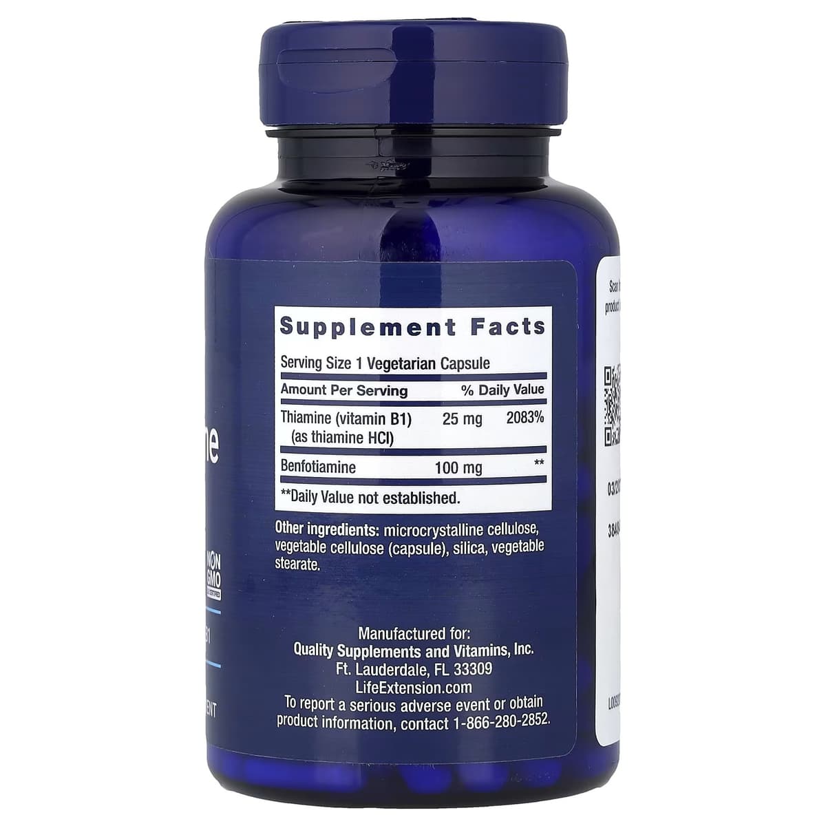 Life Extension - Benfotiamine ja Tiamiini - 120 Vcaps
