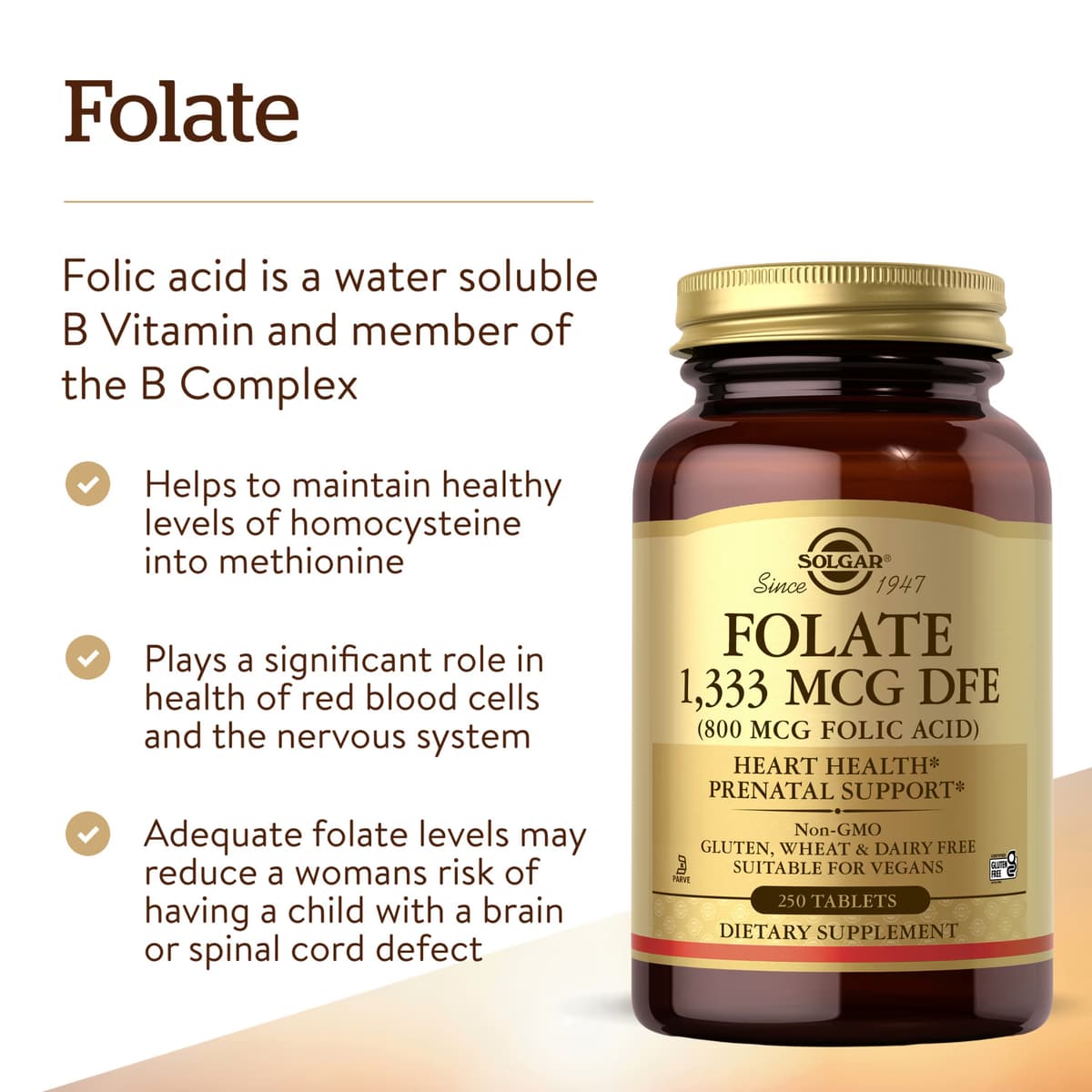 Solgar Folate 1333mcg Dfe 800mcg Folic Acid 250 Tabs