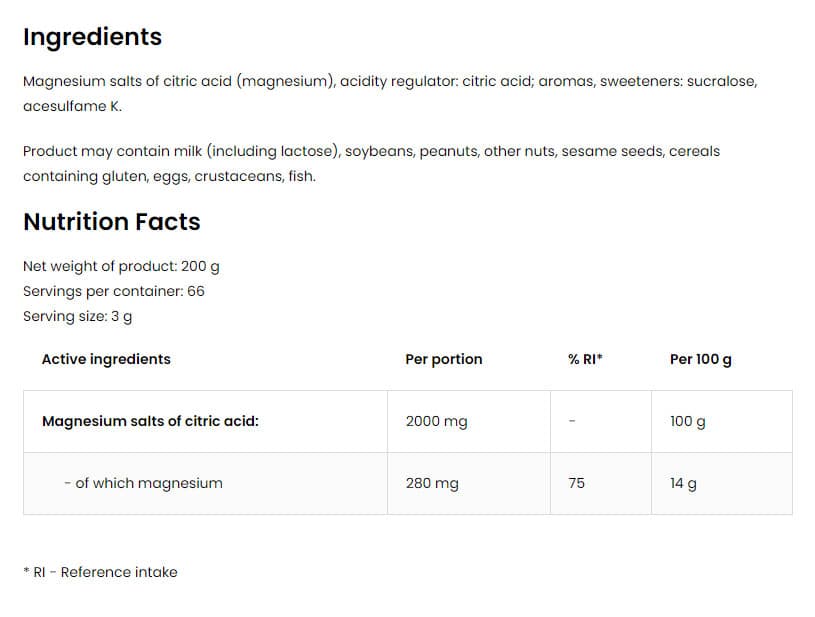 OstroVit - Magnesium Citrate Raspberry Lemonade Mint - 200g