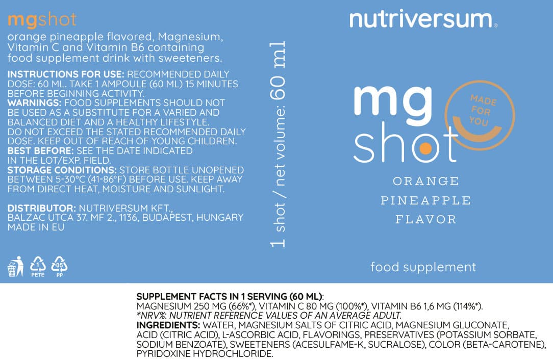 Nutriversum - Magnesium Shot - Orange Pineapple, 30 servings