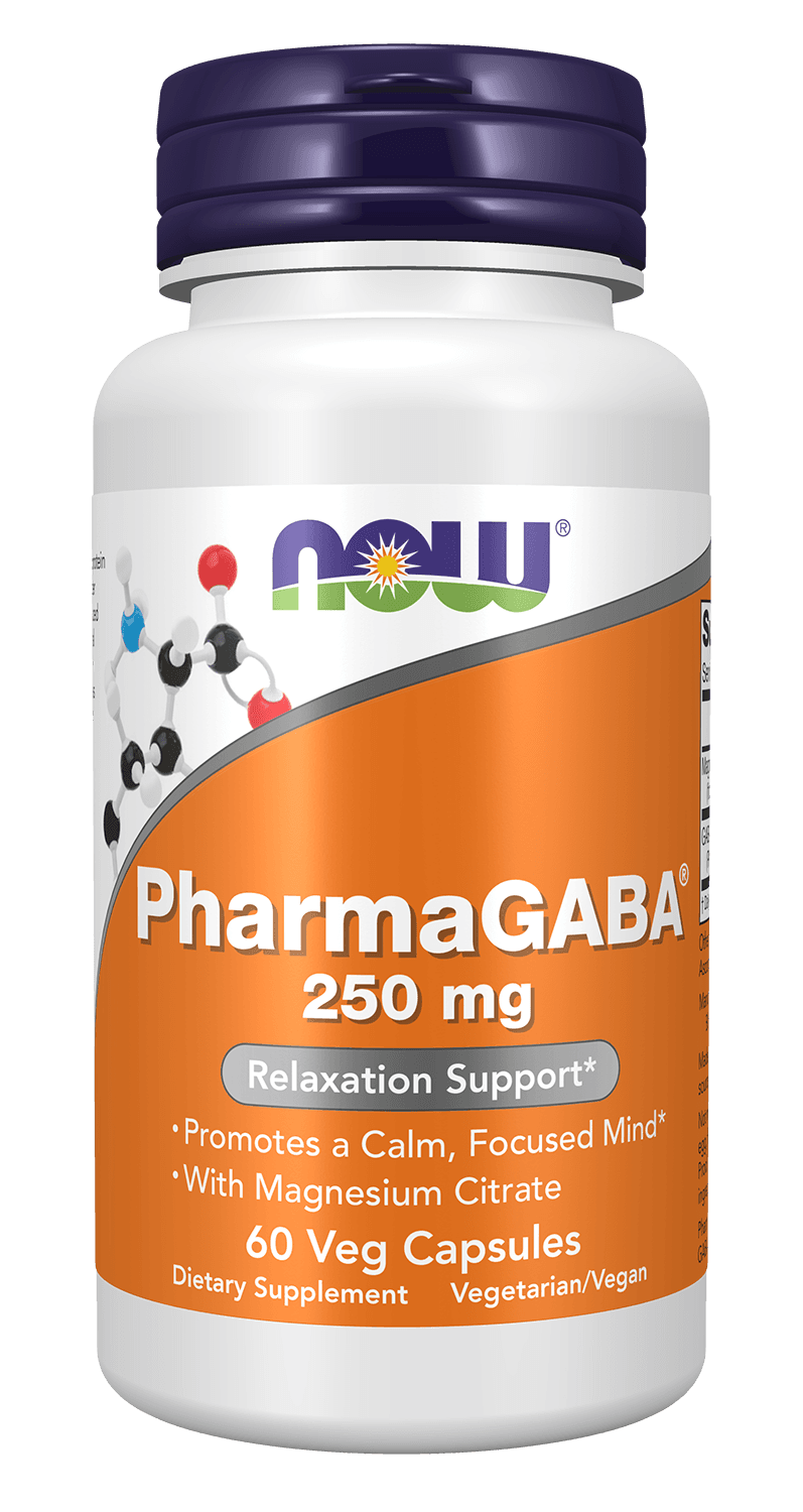 NOW Foods - PharmaGABA® - GABA Relaxation Support – NOW Foods förpackning