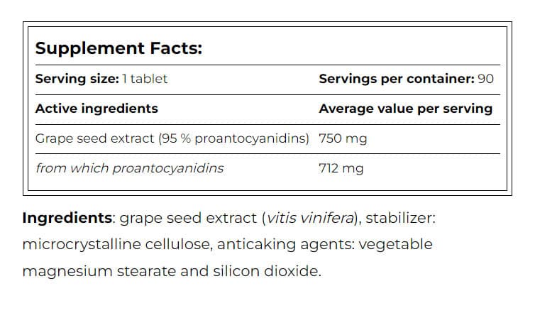 Amix - Grape Seed Extract - 90 Tabs