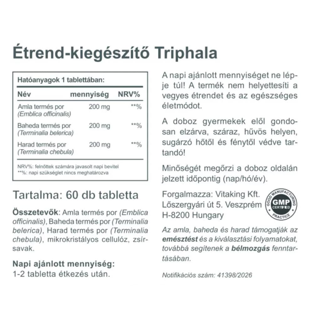 Vitaking Triphala - 60 Tabletter