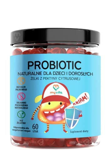 MyVita - Probiotic Gummies With Citrus Pectin 60 Pieces – MyVita förpackning