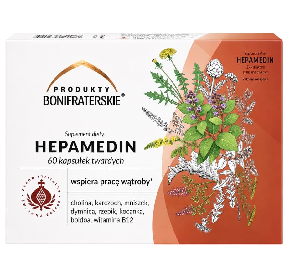 Produkty Bonifraterskie - Hepamedin 60 kapsler – Produkty Bonifraterskie emballage