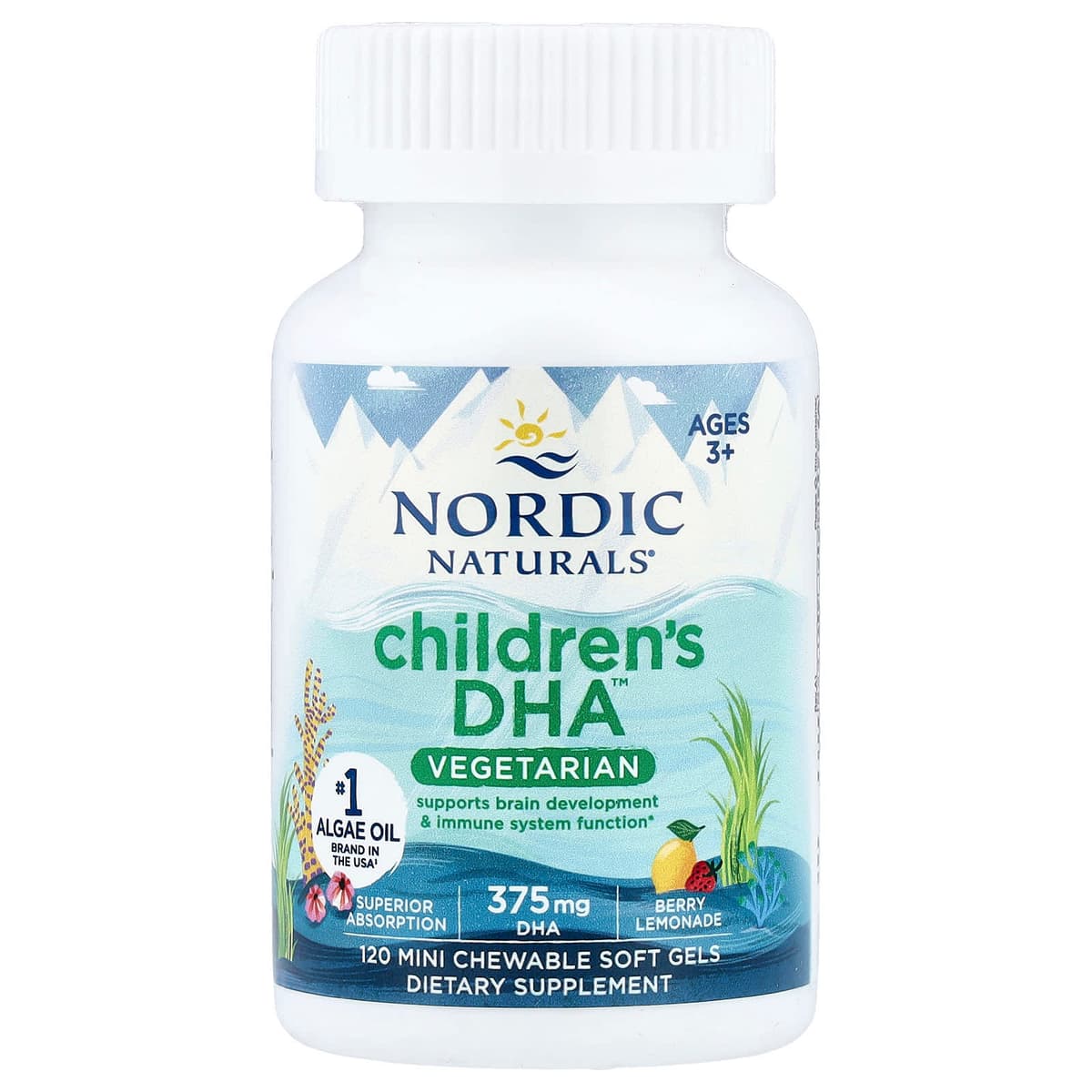 Nordic Naturals - Children'S DHA Vegetarian 375mg Berry Lemonade - 120 Gummies