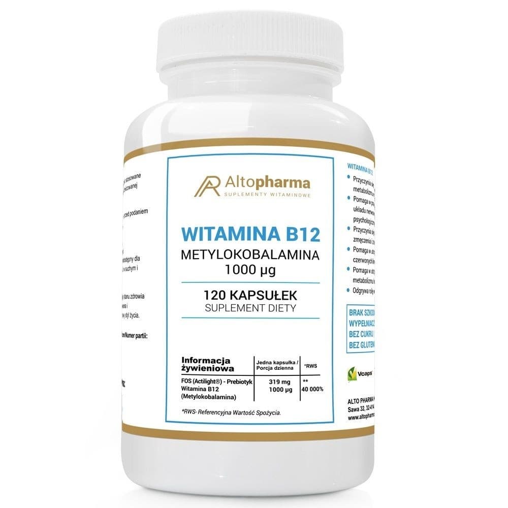 Altopharma - Vitamin B12 Methylcobalamin - 120 Capsules – Altopharma förpackning