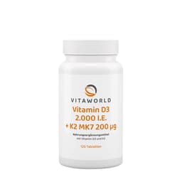 Vitaworld Vitamin D3 2000IU + K2 Mk7 200mcg - 120 Tabs