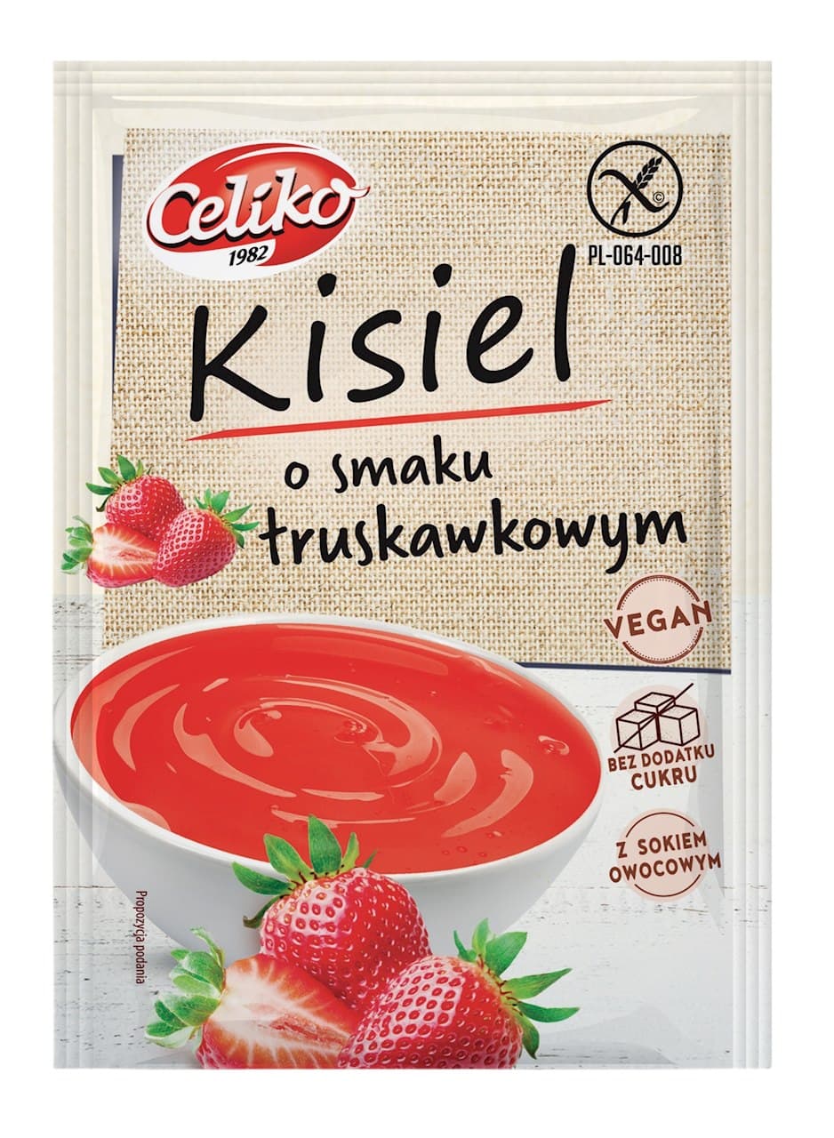 Celiko - Strawberry Gluten-Free Sugar-Free Kissel 40g – Celiko förpackning