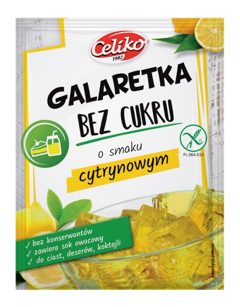 Celiko - Lemon Jelly Sugar-Free Gluten-Free 14g – Celiko förpackning