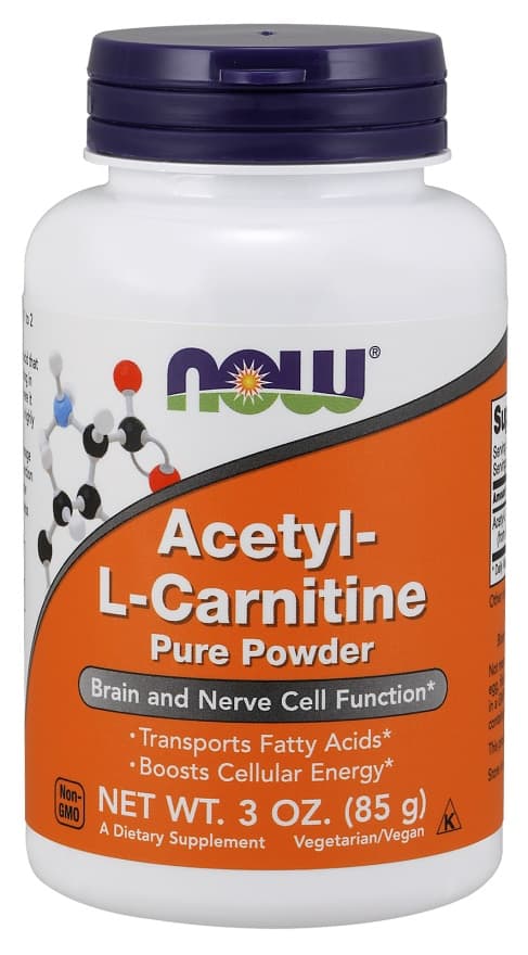 NOW Foods - Acetyl-L-Carnitine, Pure Powder - 85g – NOW Foods förpackning