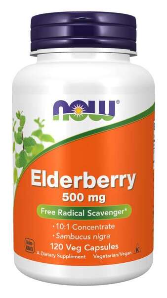 NOW Foods - Elderberry 500mg - 120 Kapsler